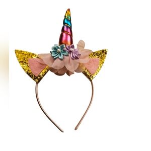Colorful Unicorn Headband with Glitter Ears